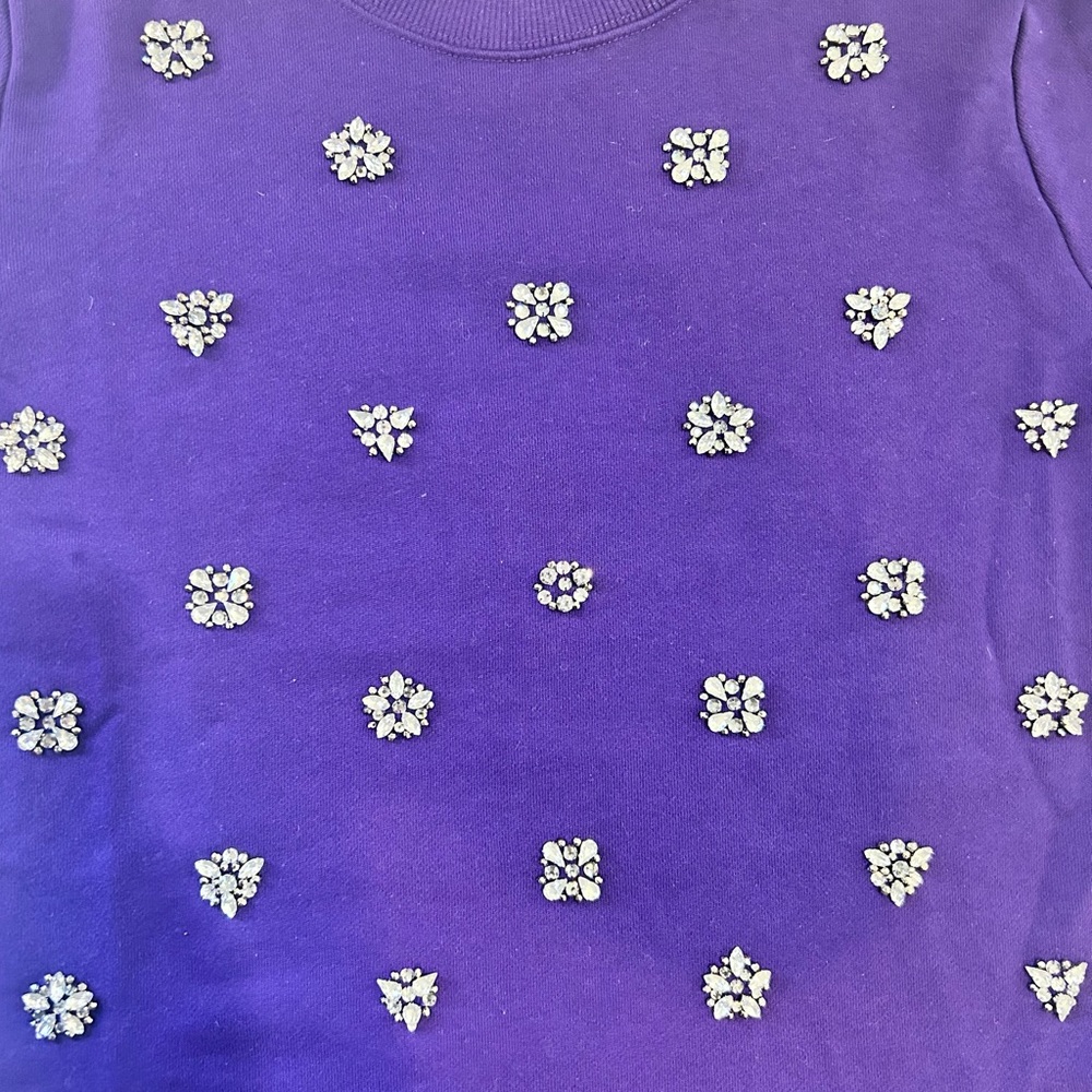 Michael Kors Purple Crystal Embellished Bling Crewneck Sweatshirt Pullover. S/M - Picture 6 of 8